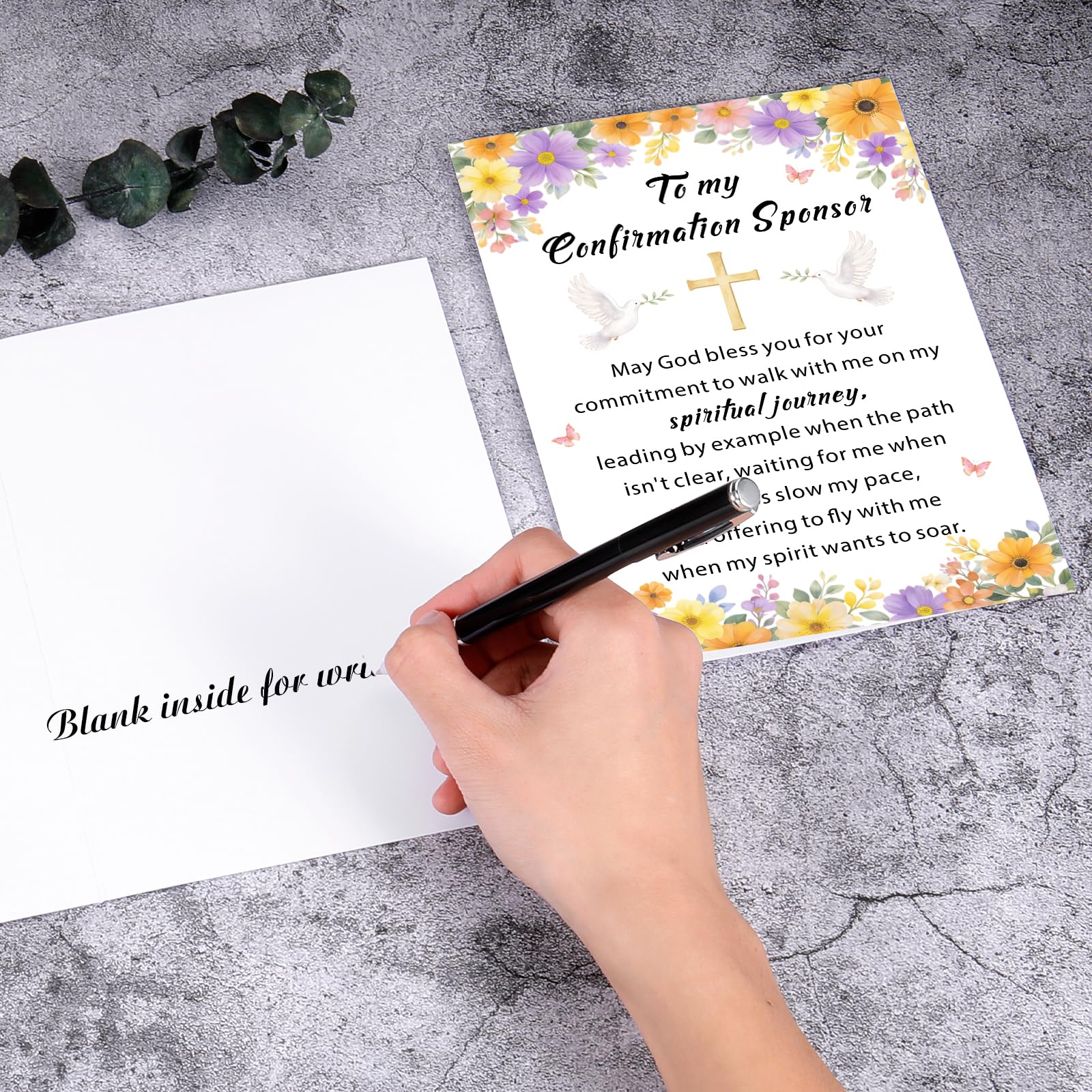 Confirmation Sponsor Card, Confirmation Sponsor Gifts for Women Men, Catholic Confirmation Cards for Godmother Godfather Appreciation Gift Christian Religious Sponsor Thank You Card for Godparent