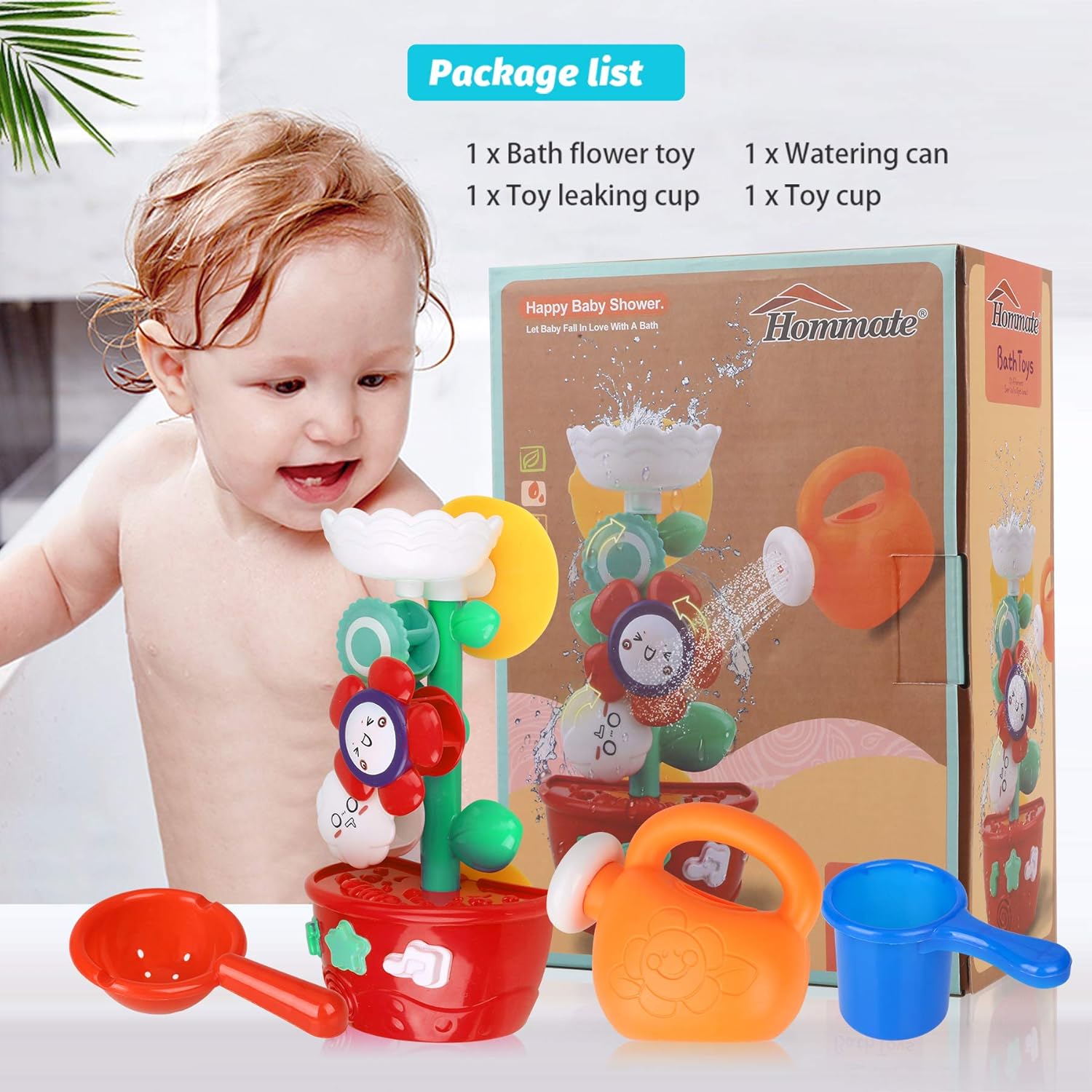 GOODLOGO Flower Bath Toys Bathtub Toys for Toddlers Babies Kids 2 3 4 Year Old Girls Boys Gifts with 1 Mini Sprinkler 2 Toys Cups Strong Suction Cups Gifts Ideal with Color Box : Toys & Games