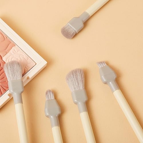 Miniatura 2 de COSHINE - Juego de brochas de maquillaje profesional único, 7 piezas de base de mango de madera sintética suave, polvo, sombra de ojos, kit de