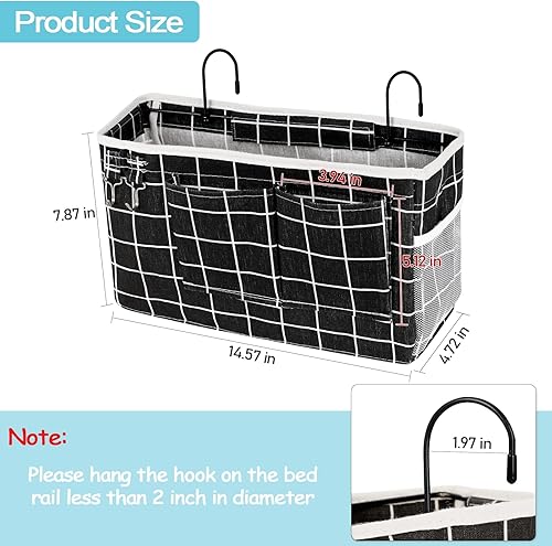 Miniatura 4 de Loghot Organizador colgante para literas y camas de hospital, rieles de cama, se puede colocar lentes, libros, teléfonos celulares, llaves (2