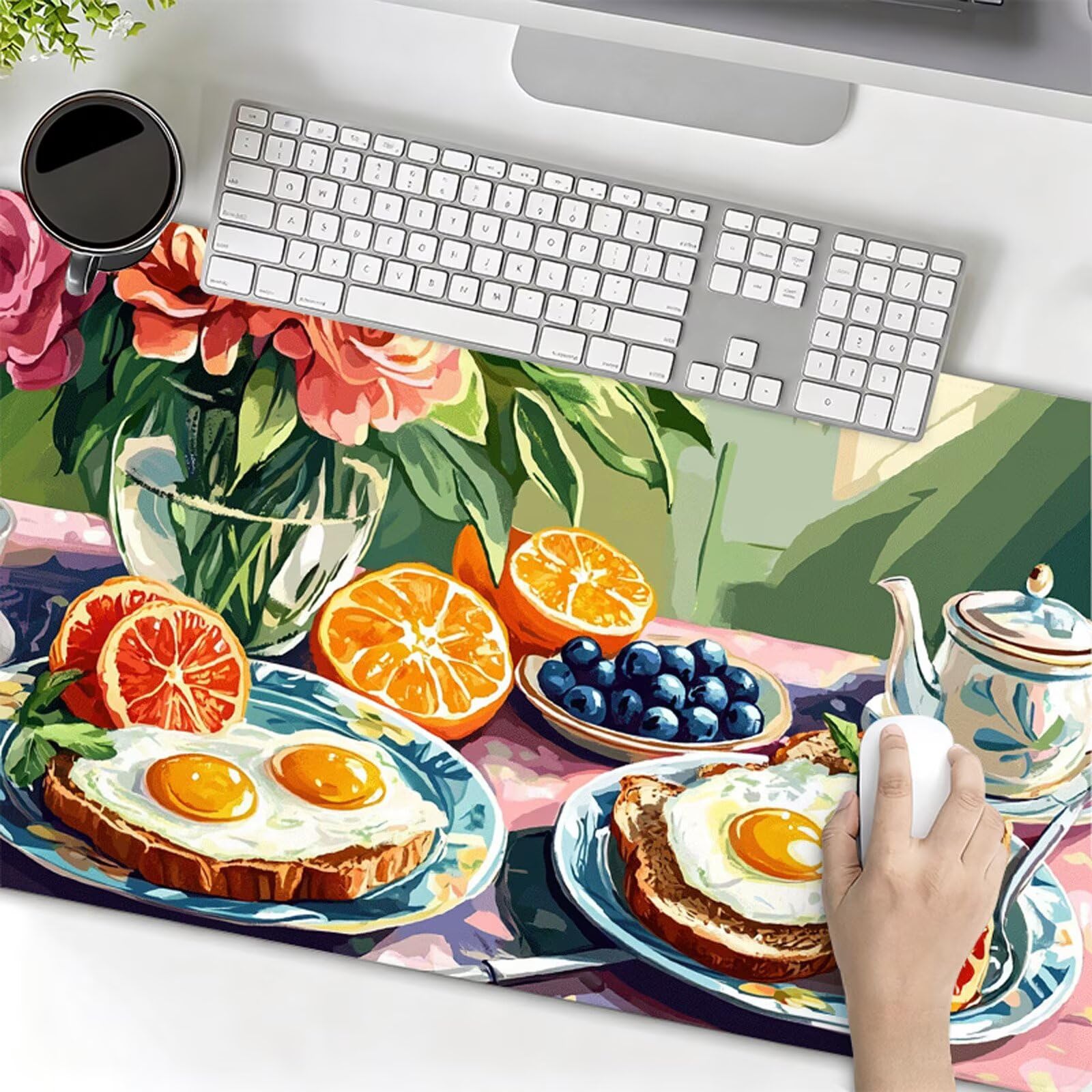 Podkładka pod mysz XXL 1200 x 400 x 3 mm podkładka pod mysz w kwiaty podkładka pod mysz kuchenna poprawia precyzję i szybkość, antypoślizgowe wodoodporne, szyte krawędzie, akcesoria do gier, komputer