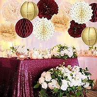 Vista 2 de Decoraciones de cumpleaños número 70 para mujer, decoración de fiesta de cumpleaños número 70, color burdeos y oro rosa, decoración de cumpleaños