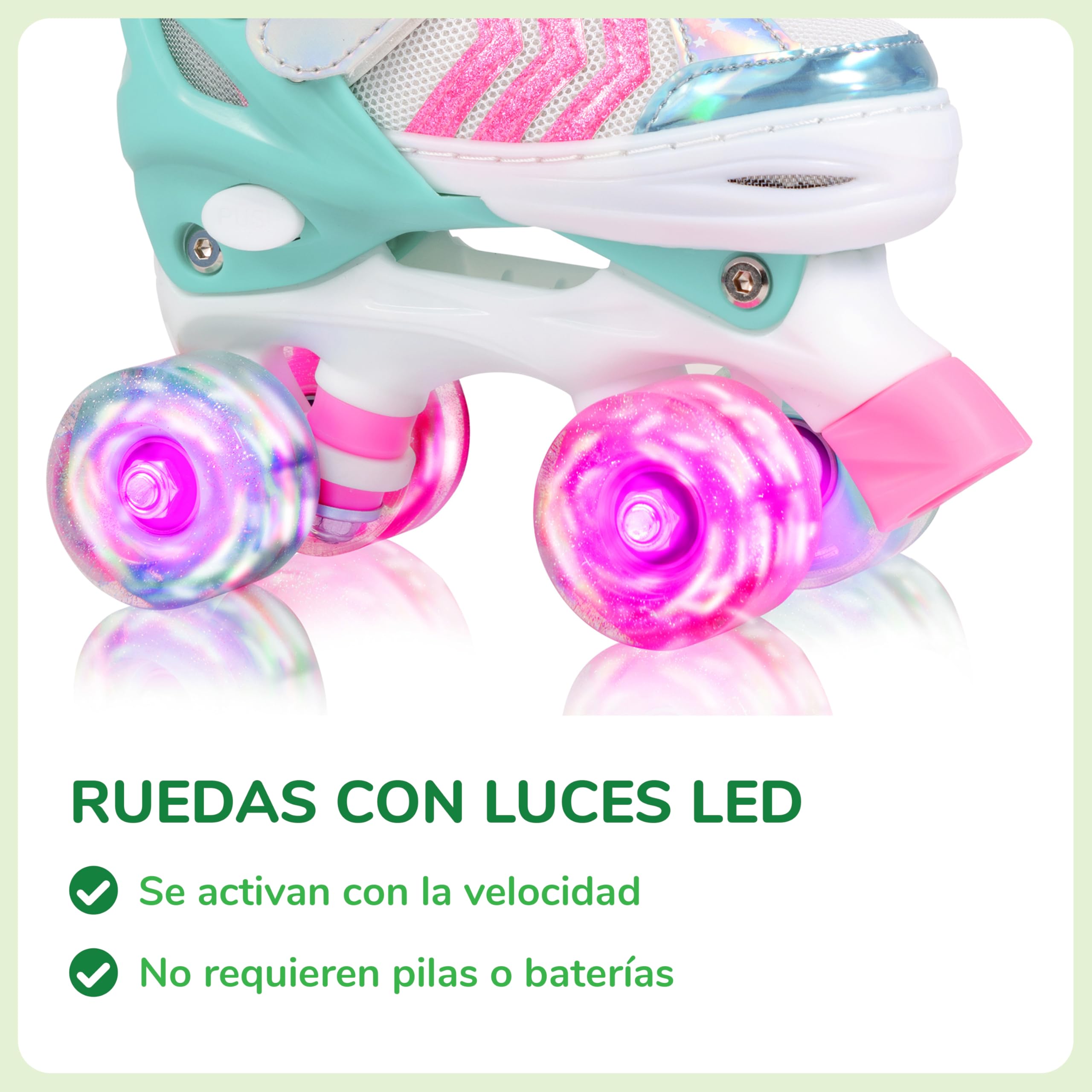 Sawyer Bikes - Patines Ajustables 4 Ruedas LED - Tallas 23 a 38