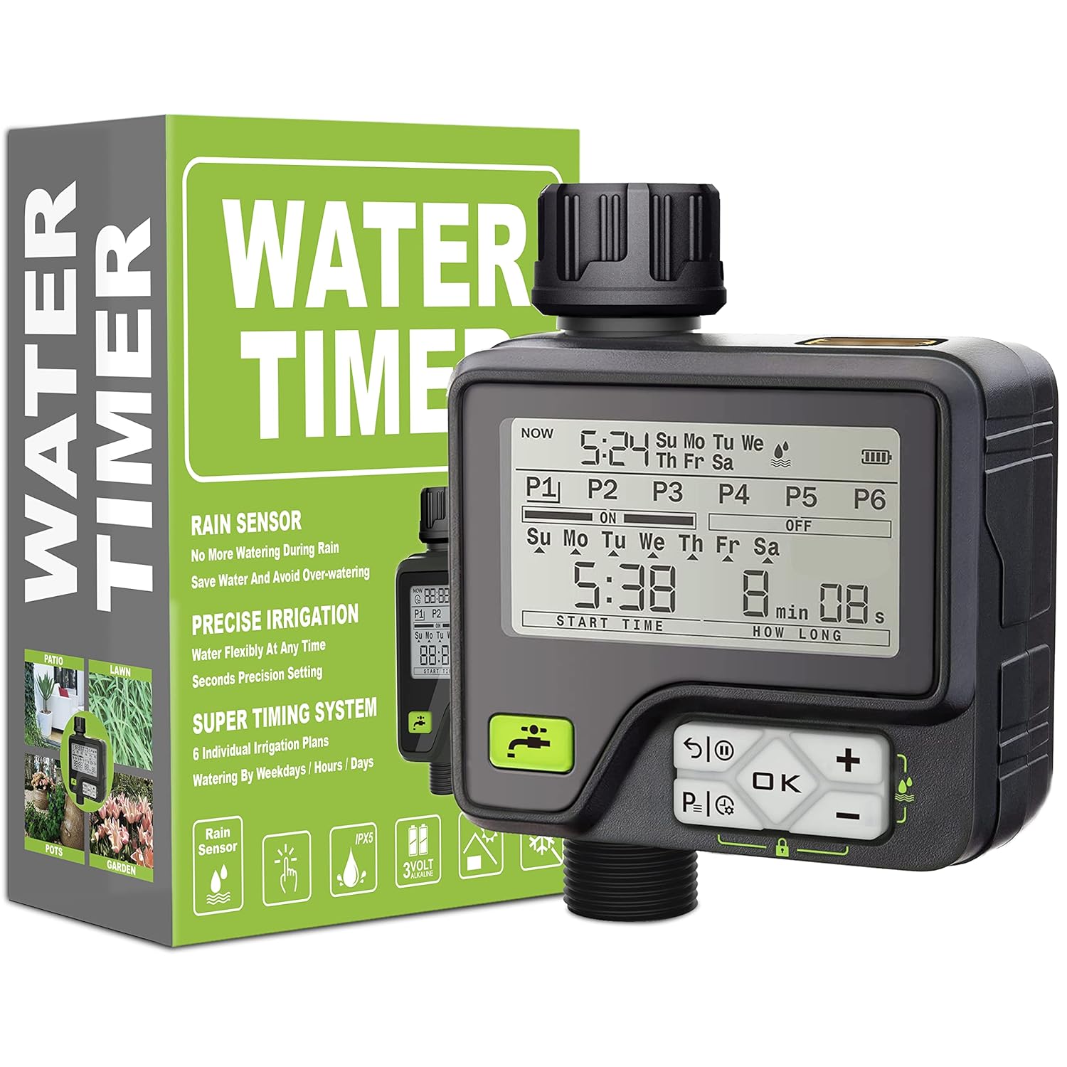 CROSOFMI Sprinkler Timer,Water Timer with 6 Separate Watering Programs