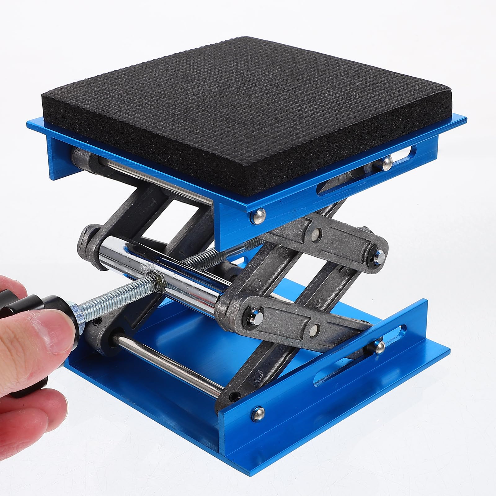 VOSAREA Plate-forme Ciseaux Élévatrice de Alliage en Laboratoire D'aluminium et Surface Antidérapante Support à Sécurisé 10x10cm pour Projets Scientifiques et Travail