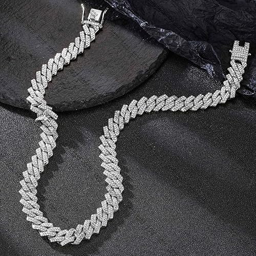 Miniatura 5 de Xikui Collares de cadena cubana, diamantes brillantes de Miami, joyería de hip hop, cadenas de eslabones cubanos de plataoro para hombres y mujeres