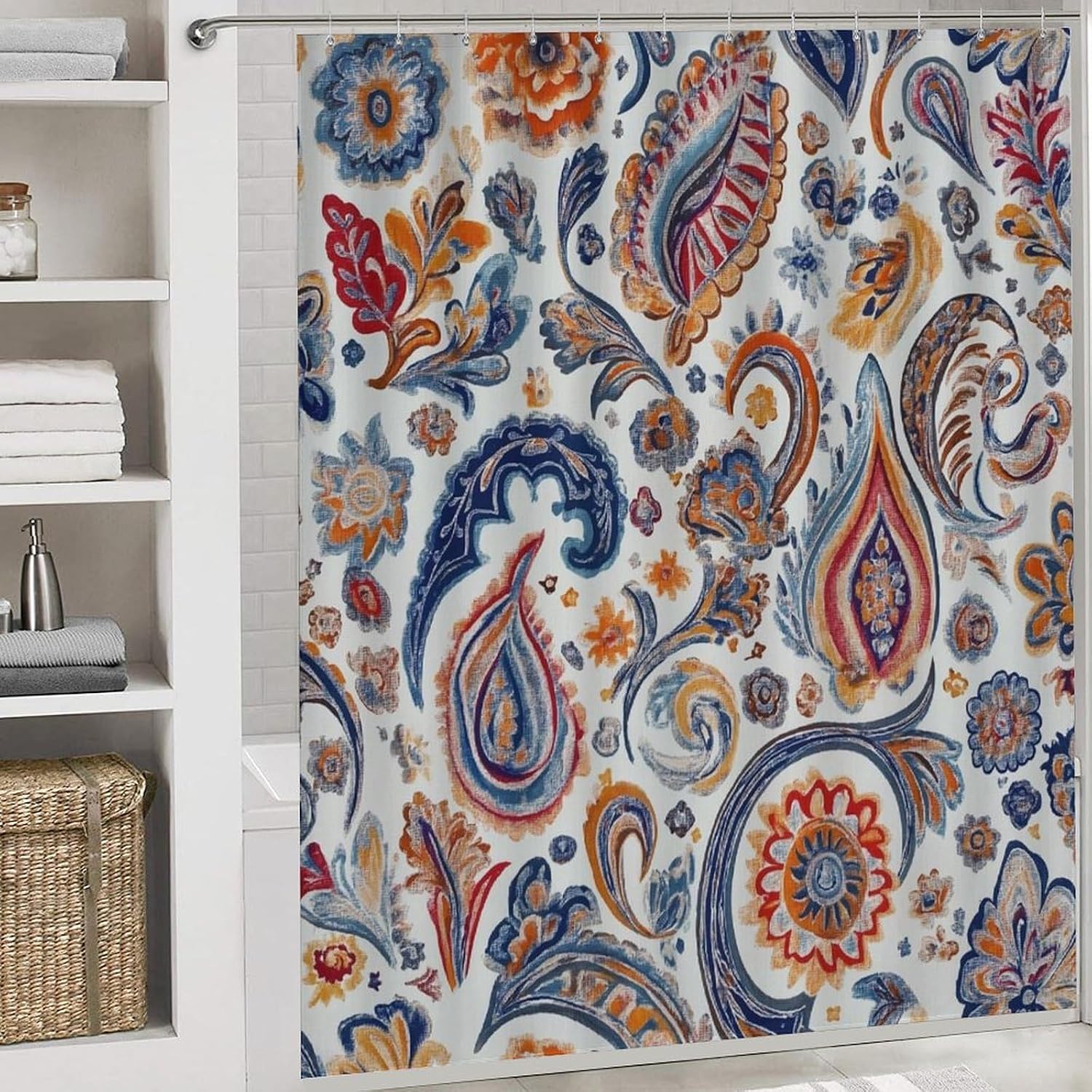 Bathroom Mat Set, Boho Pattern Printed on Bath Sets for Bathroom Accessories, Perfect for Bathroom Hotel Dorm Spa Home, 72 x 72 inches