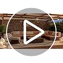 Image of 6 Seater Sofa Patio Furniture Sets, Modular Rattan Outdoor Patio Sectional Furniture Sofa Set, Wicker Patio Conversation Set for Backyard, Deck, Poolside Table with Glass Coffee Table, (Beige)