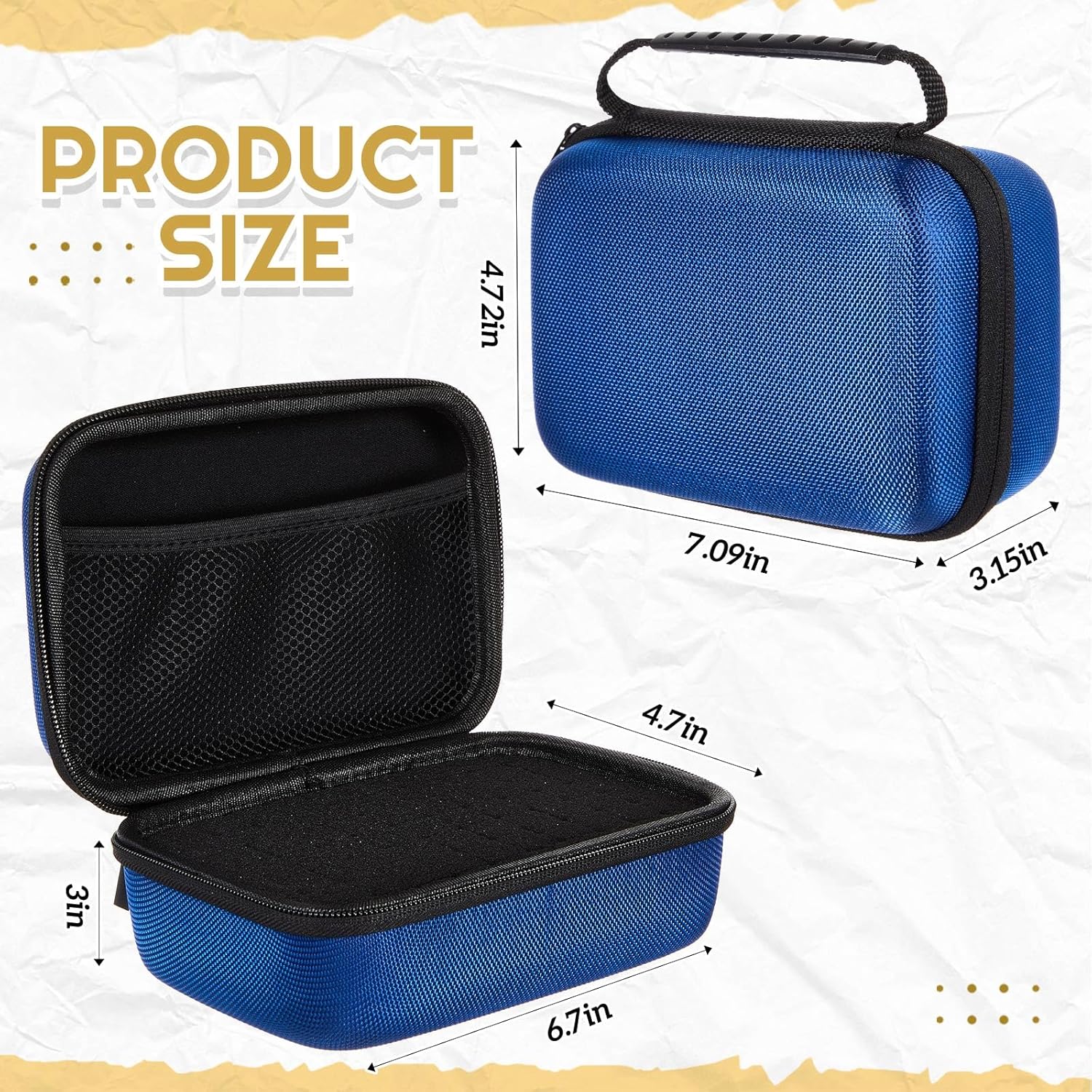 Relaxweex EVA Hard Case with Customizable Foam 7.1 x 4.7 x 3.1 Inch Protective EVA Carrying Case Shockproof Outdoor for Camera, Digital Products, Electronic Instruments with Knife, Blue
