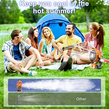 Camping Fan - Rechargeable Portable Battery Powered Camping Fans for Tents with LED Light, Power Display, Timers & 360 Hanging Hook, Ultra Quiet USB Personal Tent Fan for Fishing Travel Home Office
