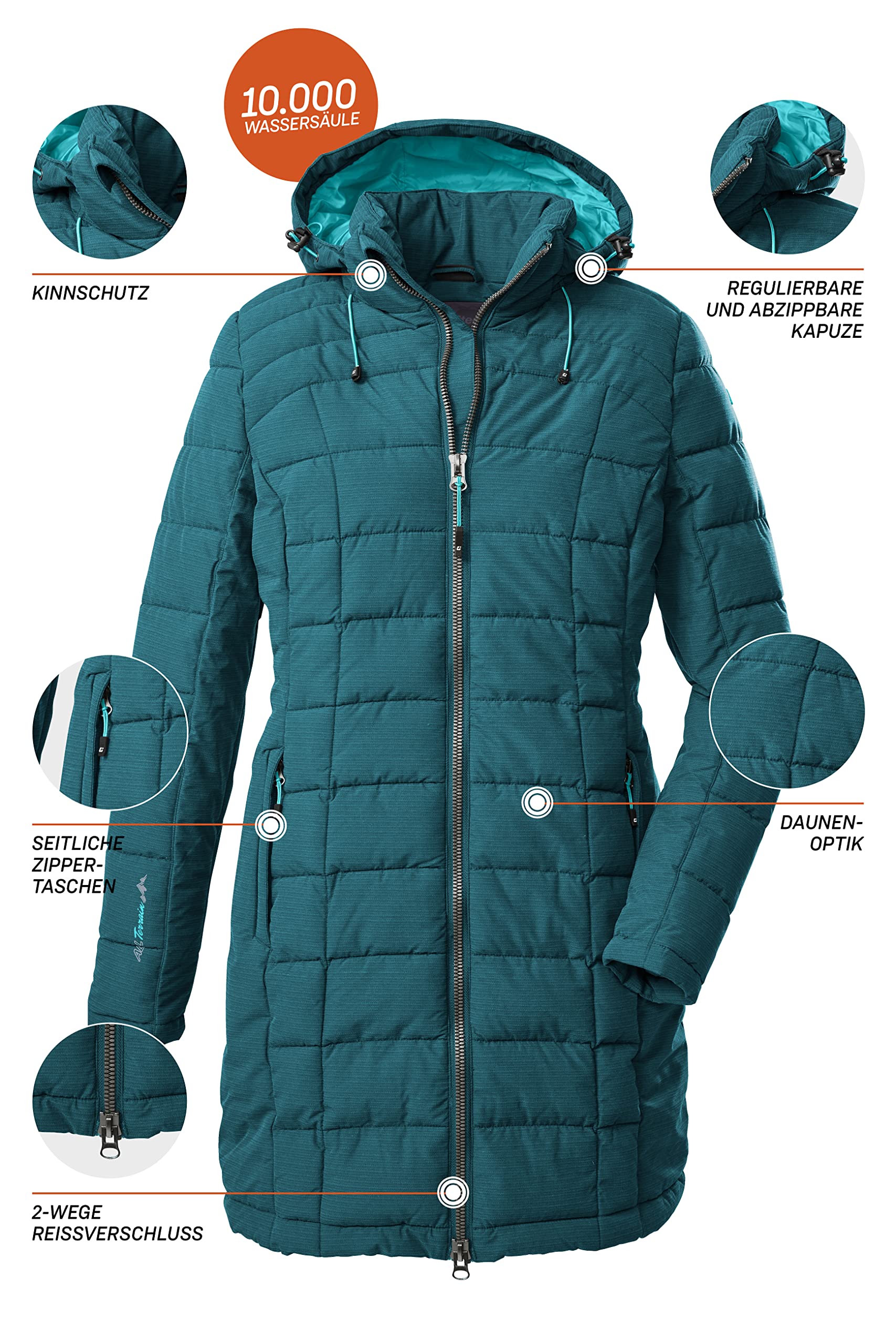 Killtec Parka o wyglądzie puchu z odpinanym kapturem Kobiety Skane Wmn Quilted Prk