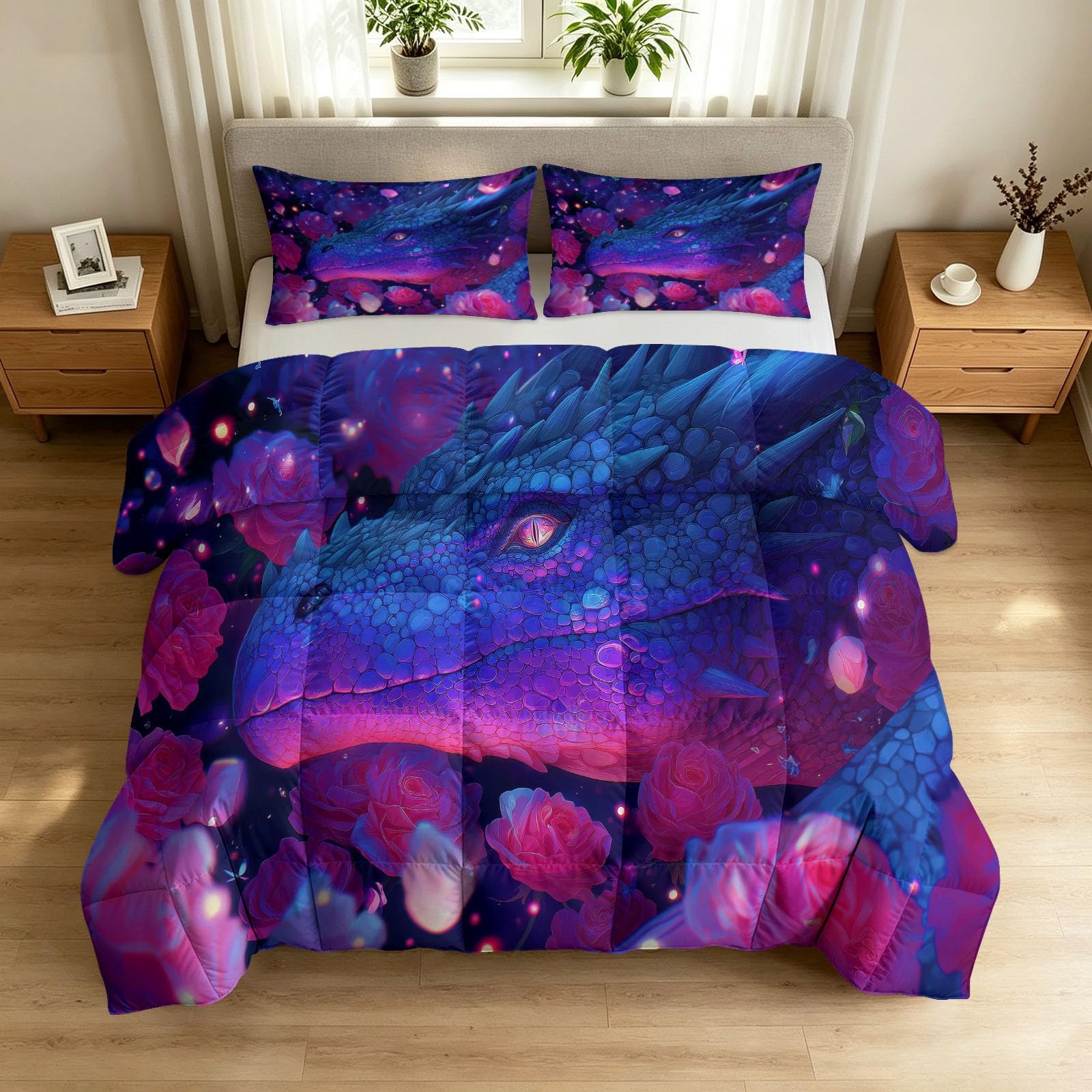 Edredón doble morado lavable a máquina, colcha ligera de 7.5 tog para noches frescas de verano