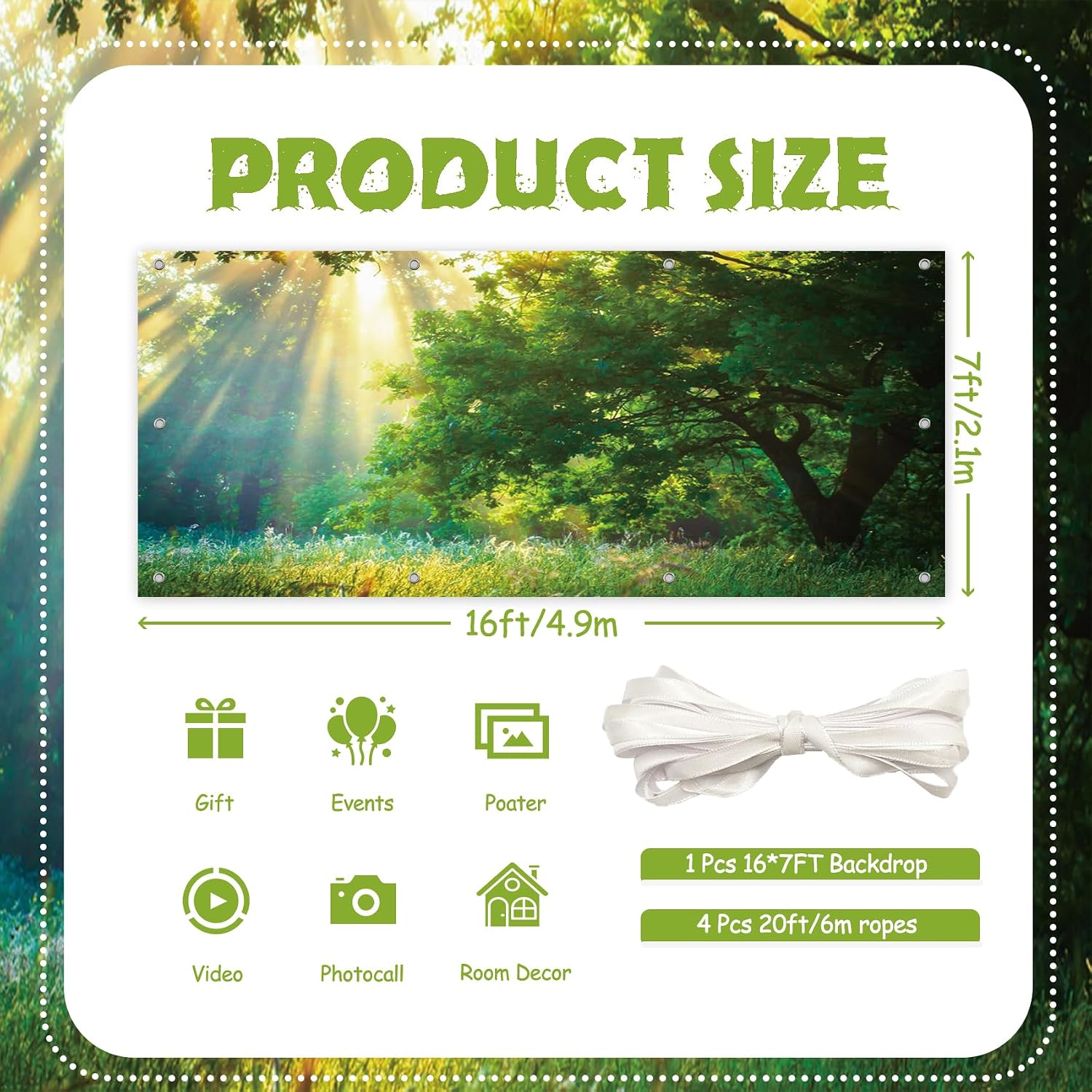 CSFOTO 7x16ft Big Tree Garage Door Decorative Banner Spring Garden Sunshine Plant Garage Decorative Wallpaper Nature Park Theme Outdoor Garage Door Decorative Mural, GB-Tree0001