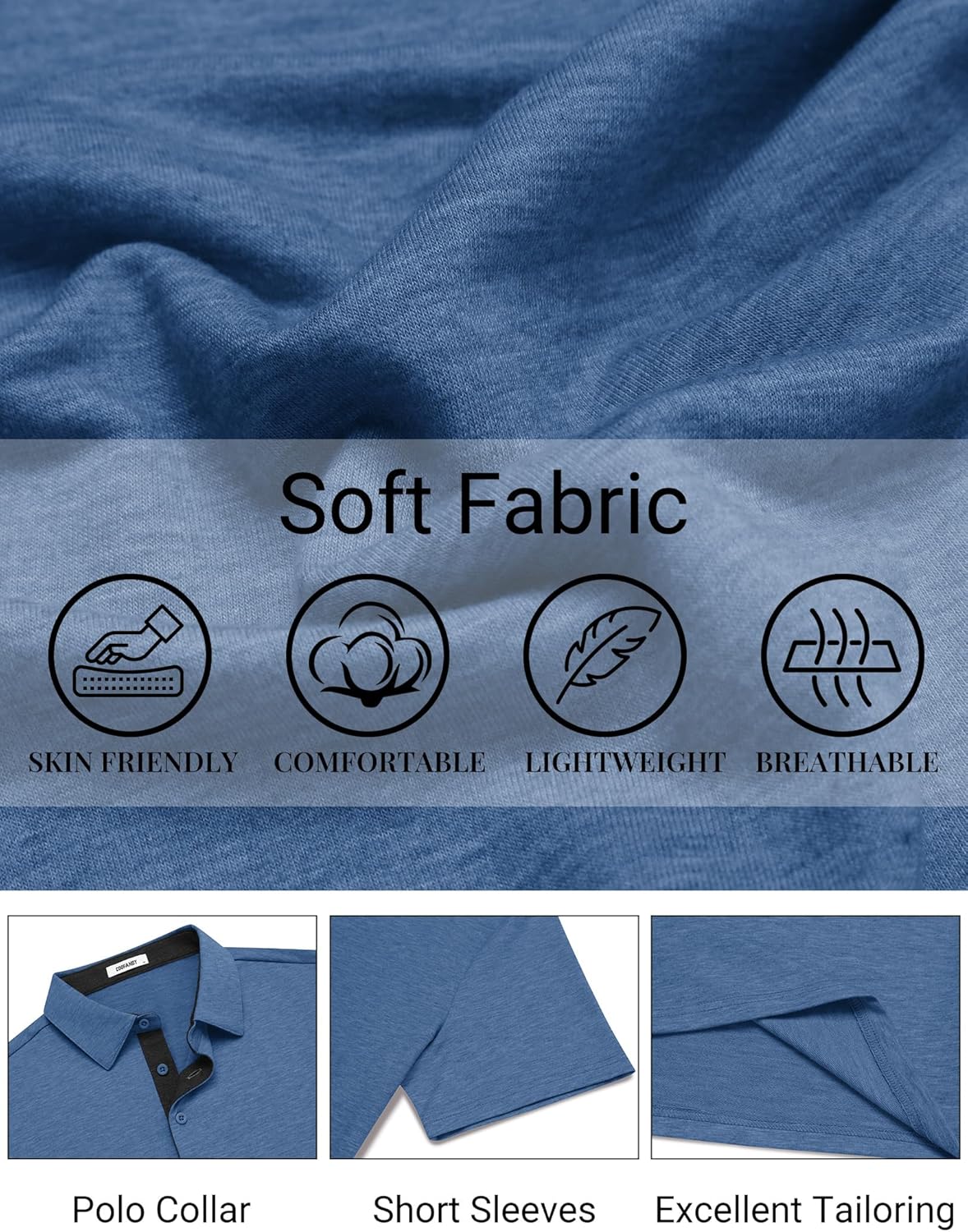 COOFANDY Mens Polo Shirts Short Sleeve Casual Summer Polo Tee Classic Collared Golf Stylish Tops - Image 5