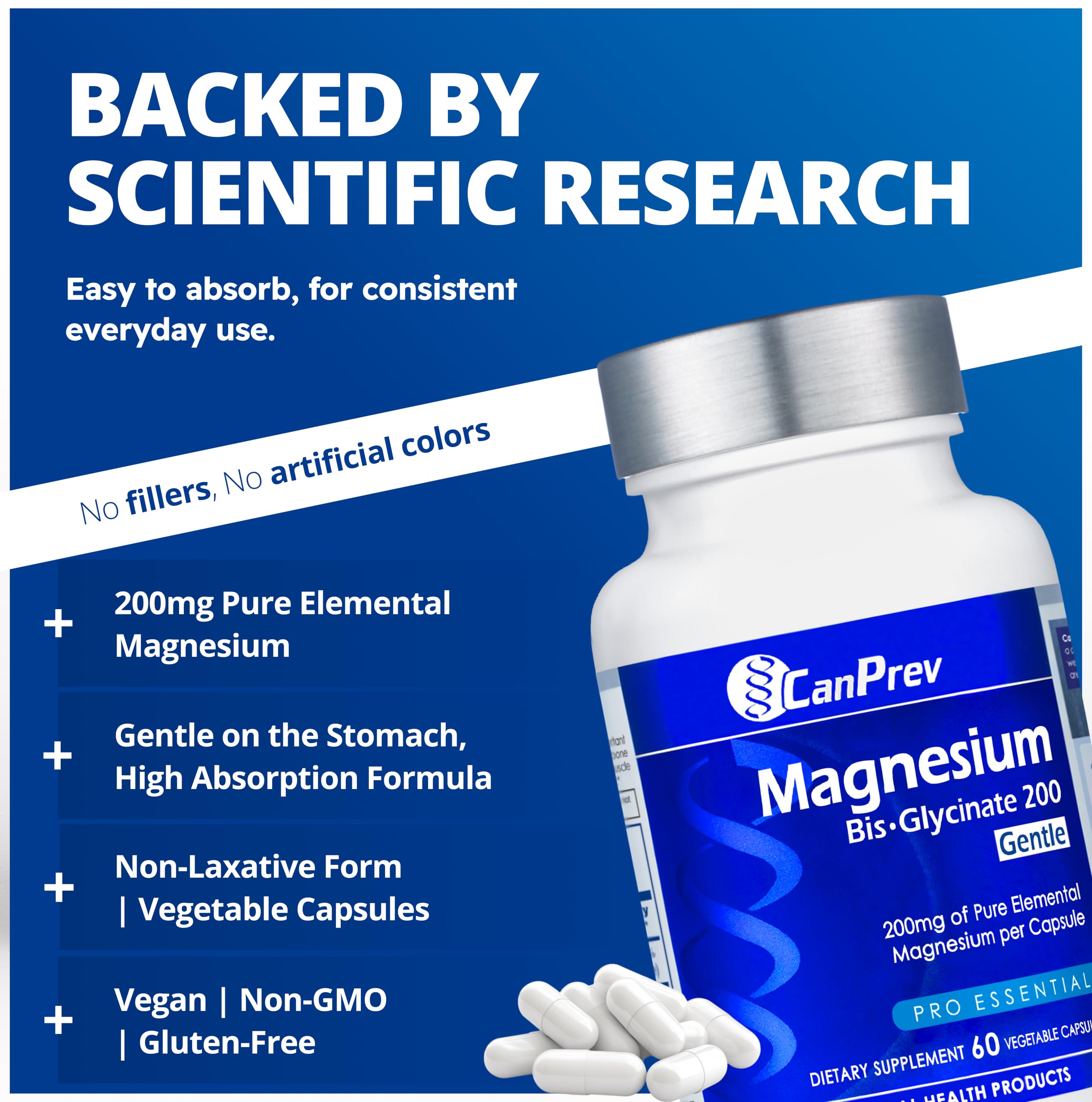 CanPrev Magnesium Glycinate 200mg (Bisglycinate) 60 Vegan Capsules — Amazon image 3