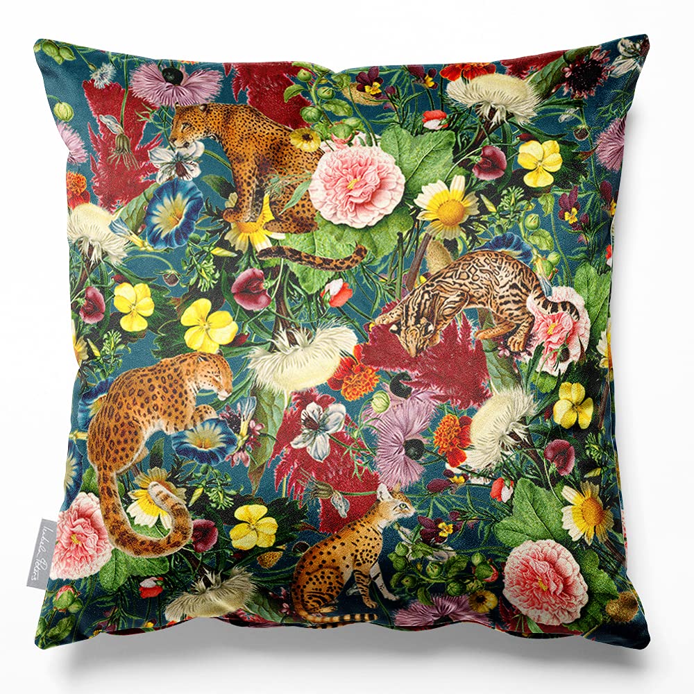 Izabela Peters Teal Velvet Cushions - Eco-Friendly, 60 Cm Junglescape - Chair & Sofa Seat Cushions
