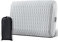 Vekkia Memory Foam Travel Pillow - Portable Compressible Camping Pillow, Washable Cover, Ergonomic Support for Airplane, Hiking, Car (Gray S)