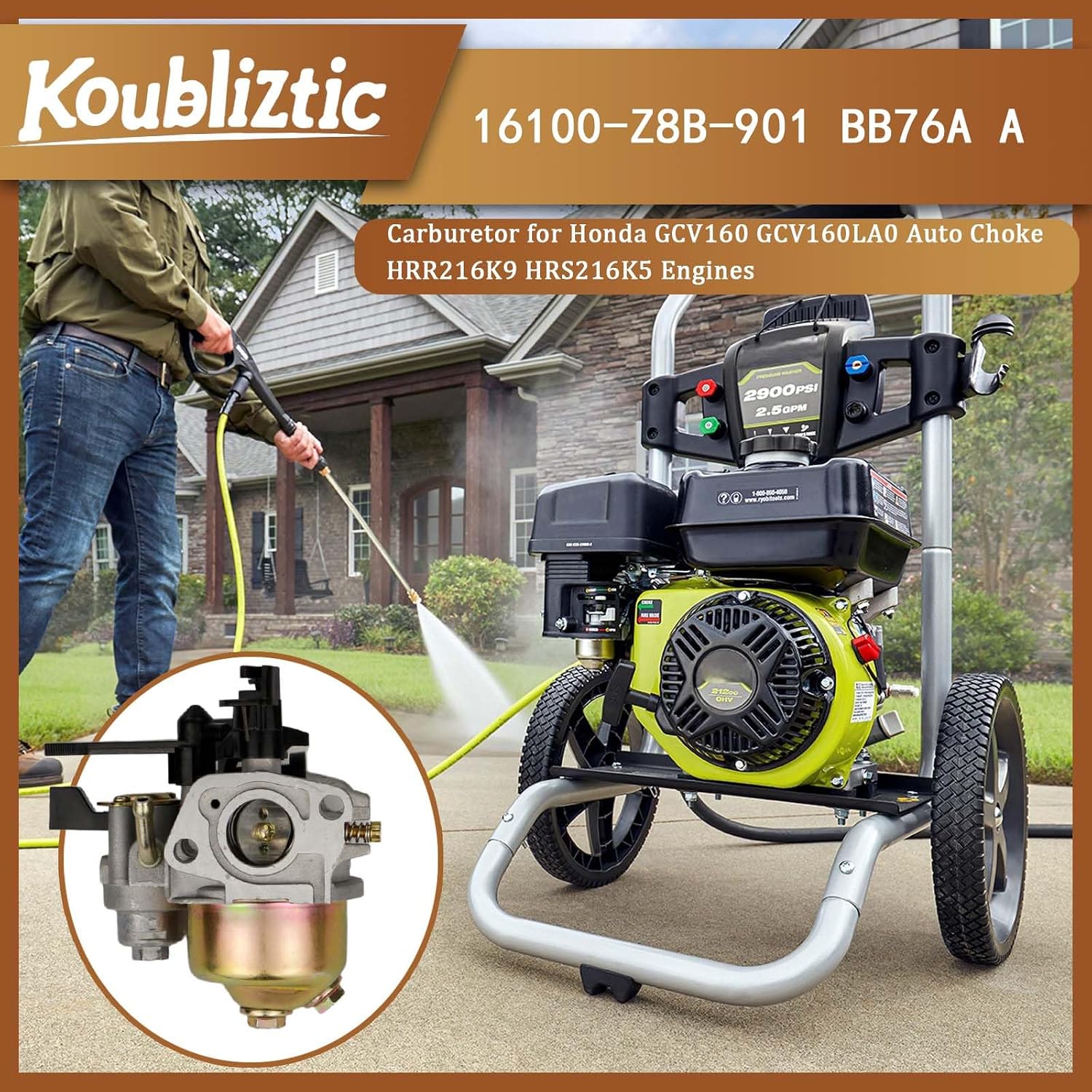 RY802925 Carburetor For Ryobi Pressure Washer Compatibility with RY80588A RY80588VNM 3200 PSI and RY802925 2900 PSI With Air Filter Kit