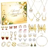 Jewelry Advent Calendar 2024, 24 Days Countdown Calendar for Adult Women Christmas, Fashion Bracelet Necklace Rings Earring, Xmas Surprise Gift for Wife Daughter Mom Adult Girls
