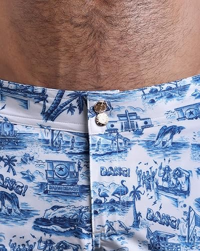 Miniatura 4 de Bang Traje de baño para hombre, pantalones cortos de playa, elásticos, secado rápido, para todo uso, traje de baño de alta calidad, corte cuadrado