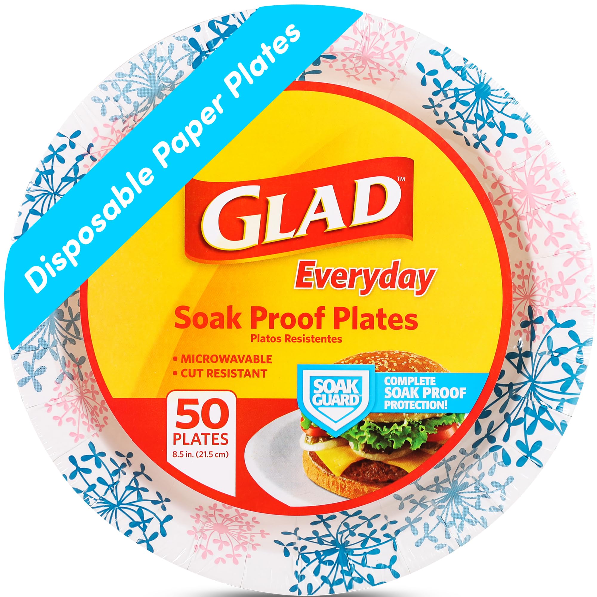 Glad Round Disposable Paper Plates for All Occasions | New & Improved Quality