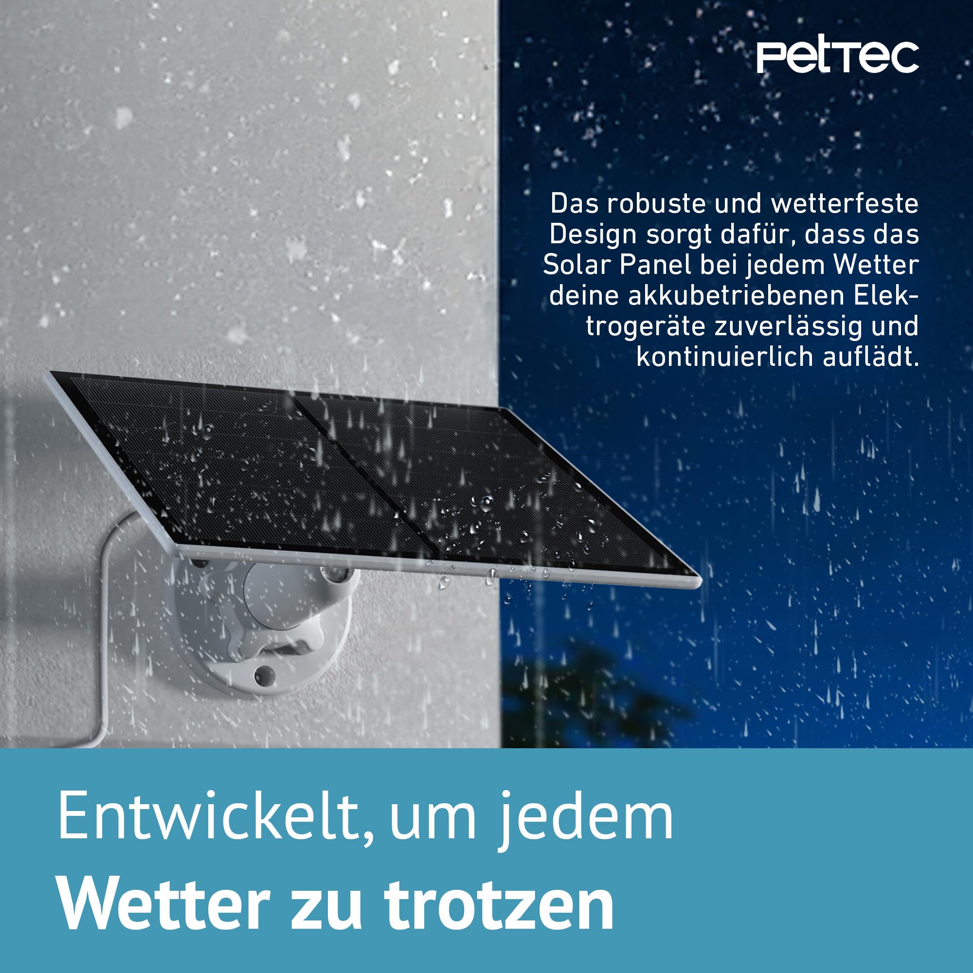 PetTec Solar Panel 4,4W für Überwachungskamera und Pet Cam mit LTE Weiß