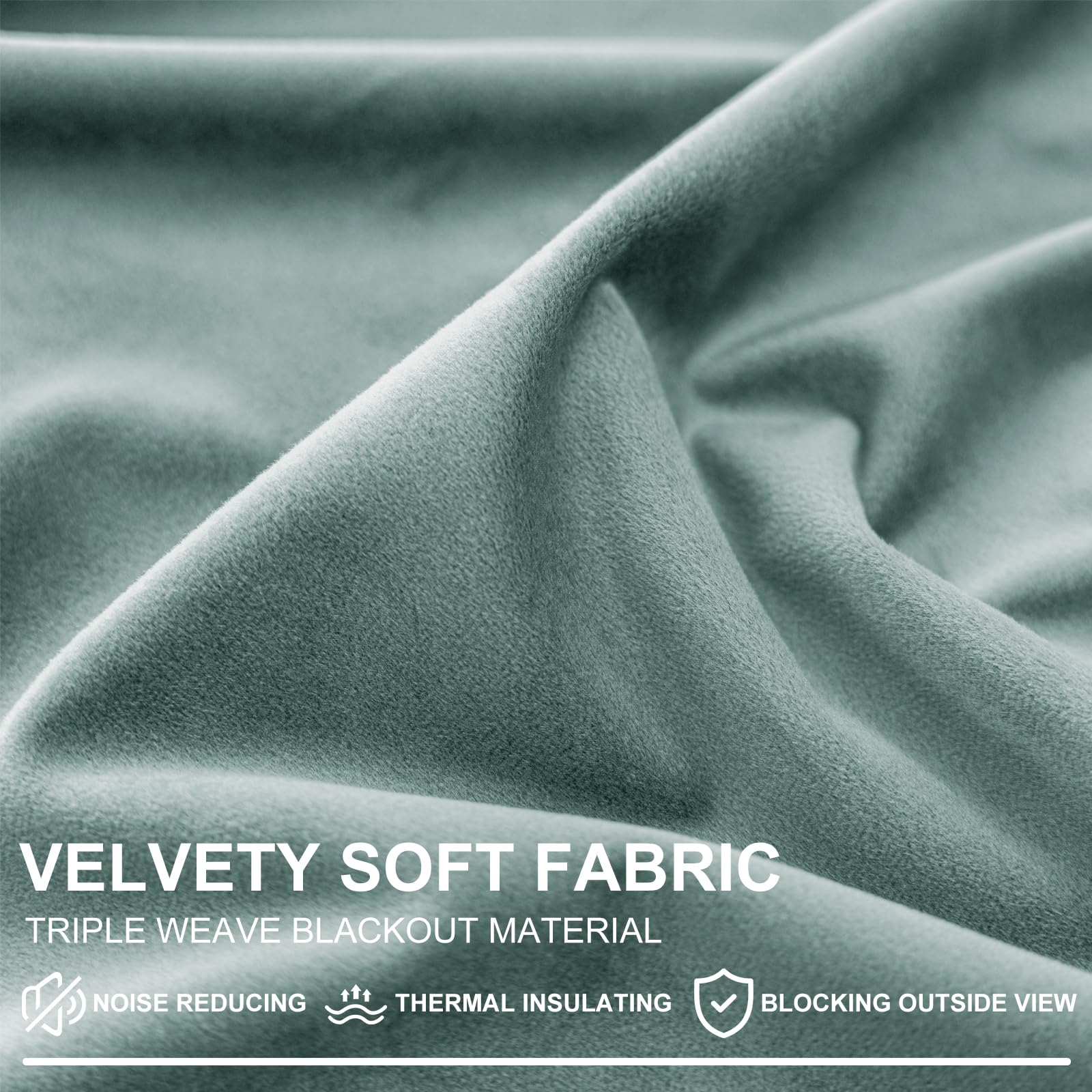 YSTELLAA Gardinen Samt 2er Set, 140×300 cm, Verdunklungsvorhänge Mit Ösen, Vorhang Blickdicht Wohnzimmer Modern, Thermovorhang Schlafzimmer, Schallschutz Vorhang, Blackout Curtain, Grün