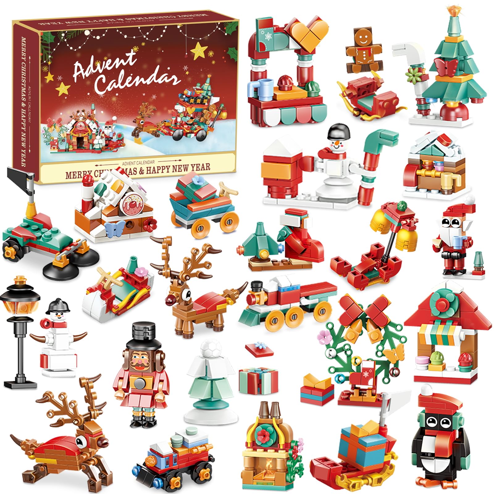 Advent Calendar 2024 Building Blocks for Kids, 24 Days of Christmas Countdown Advent Calendar, Building Blocks for Girls and Boys