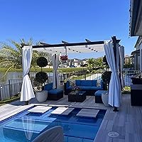 Vista 50 de PURPLE LEAF Pérgola Retráctil para Exteriores de 10' X 12' con Toldo de Sombra Solar Cubierta Blanca Refugio de Metal para Patio Jardín Porche Patio