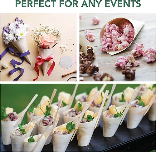 Miniatura 6 de Party Essentials Desechable, ecológico, biodegradable, juego de porciones de miniware para presentación de alimentos, aperitivos, frutas, embutidos,