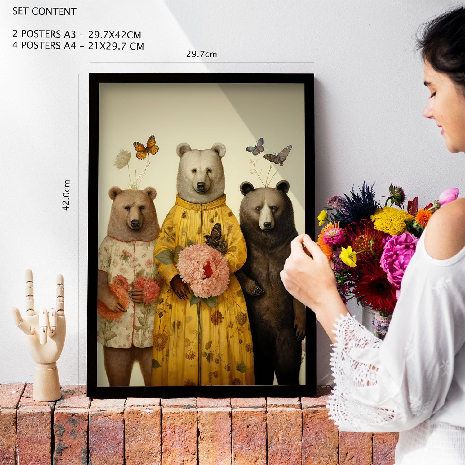 Nacnic Set de 6 Posters de Animales de mariposa Posters. Habitacion infantil. Cuadros decorativos estéticos para su sala de estar, dormitorio, hogar Tamaños A4 y A3 con marcos negros