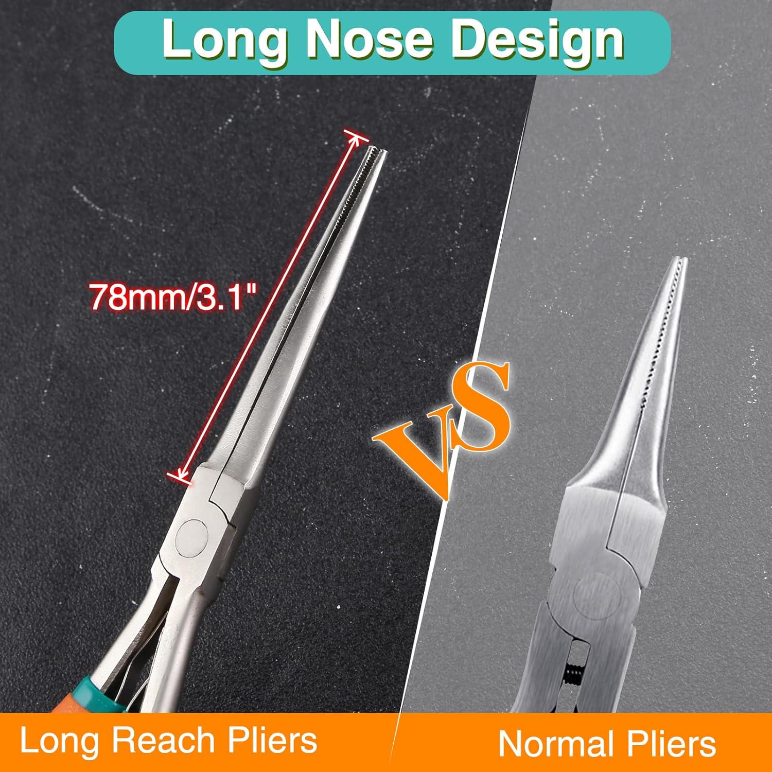 SPEEDWOX 7-Inch Long Reach Needle Nose Pliers with Teeth Extra Long Nose Precision Wire Looping Pliers Needle Remover Pliers for Hard to Reach Narrow Spaces Jewelry Making Tools Curved Handle