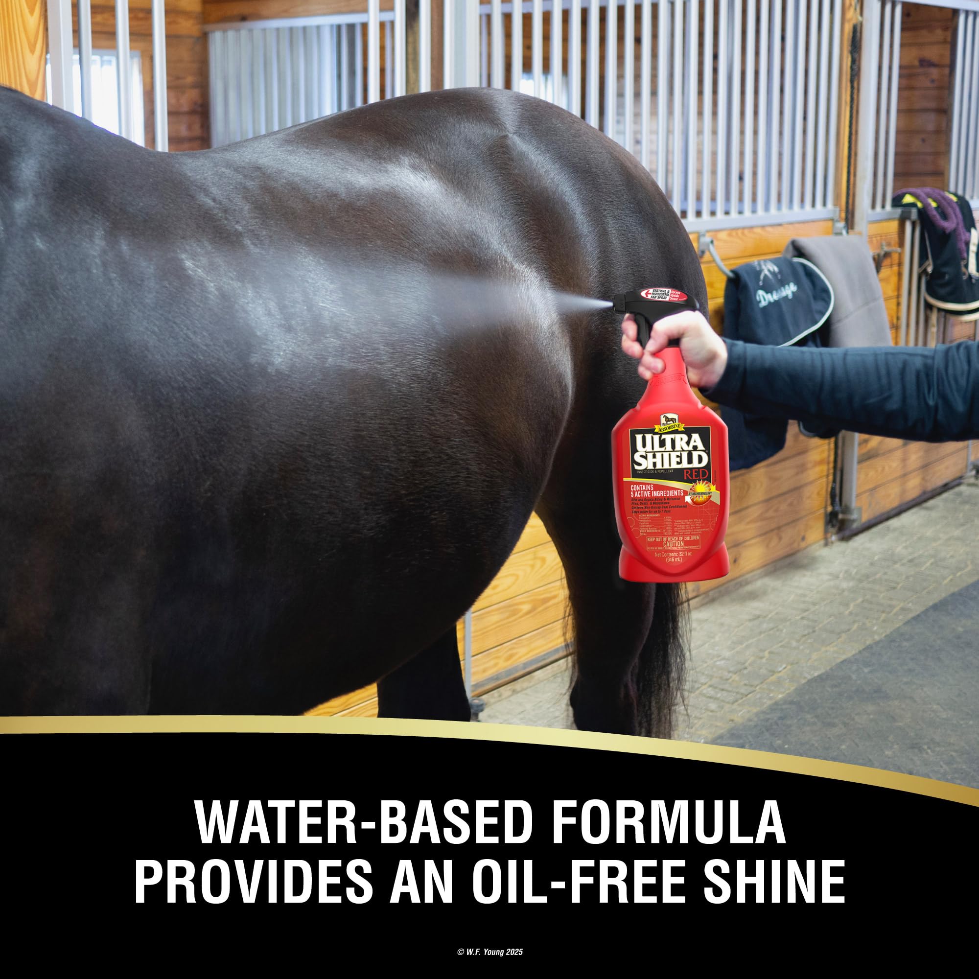 Absorbine UltraShield Red Fly Spray, Insecticide and Repellent for Horses & Livestock, Stays Active Up to 7 Days, 32oz Quart Spray Bottle - image 4