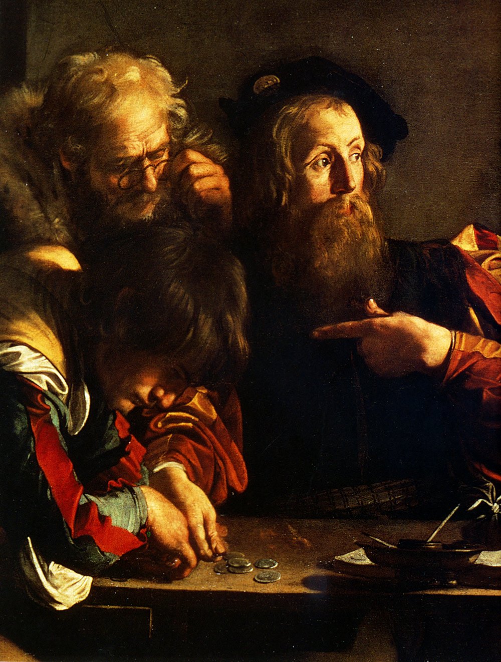 Caravaggio Vocazione di San Matteo poster XXL encadré mat pour salon