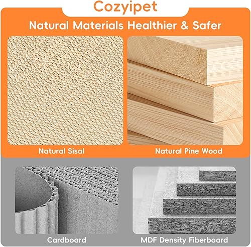 Miniatura 3 de Tabla rascador para gatos, rascador 3 en 1 para gatos y centro de actividades con almohadilla rascador de sisal, pista de bolas y juguete de