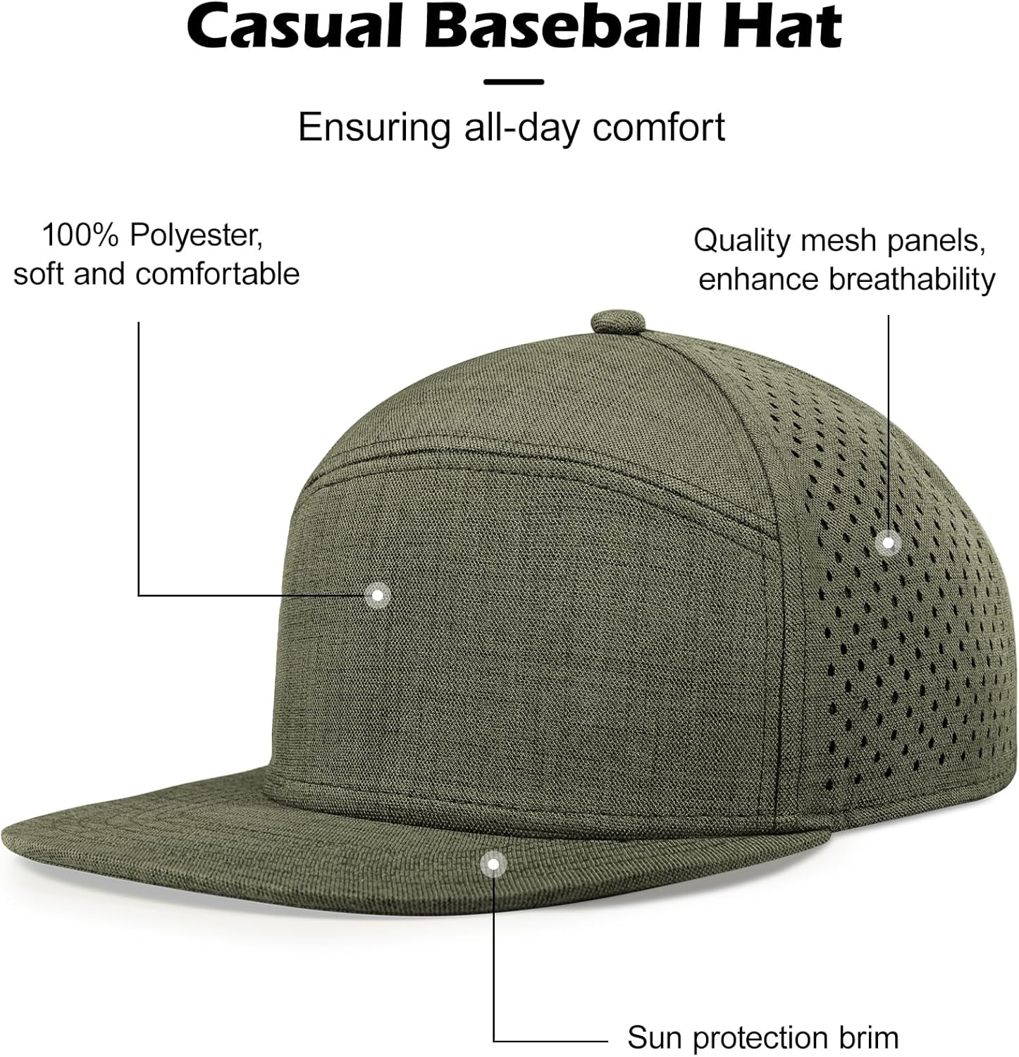 LiuSuper XXL Snapback Hats for Men, Flat Brim Hats for Men, Adjustable Mesh Trucker Hat for Women Big Head - Image 3