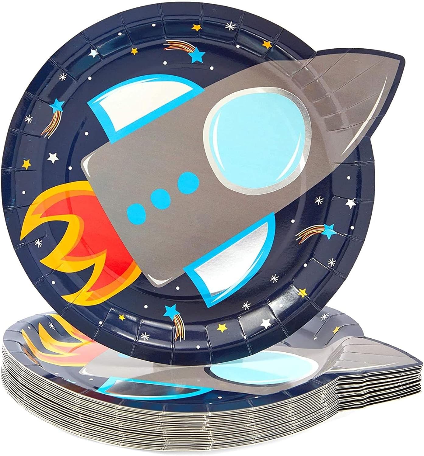 Outer Space Party Pack with Dinnerware, Hats, Banner, Tablecloths (Serves 24, 99 Pieces) : Home & Kitchen