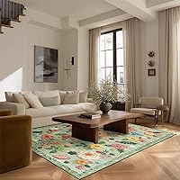 Vista 80 de Alfombras de Área 8x10 Lavables: Alfombra Grande para Sala de Estar Resistente a Manchas Desgastada Vintage Boho Alfombra Antideslizante de Pelo