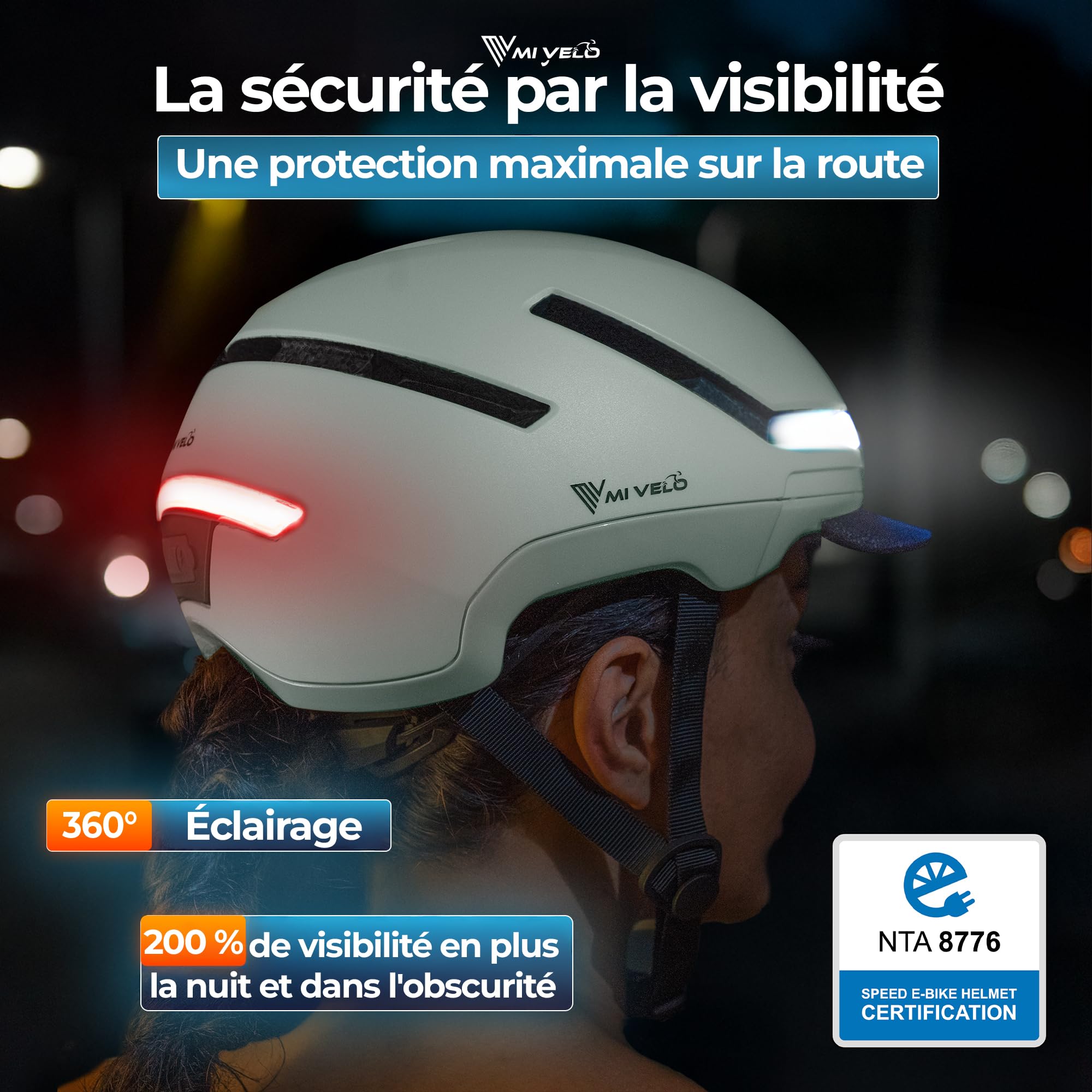 MIVELO Fahrradhelm Damen Herren Erwachsene mit Licht inkl. Helmschloss, NTA Zertifiziert bis 45km/h, Helm geeignet für E-Bike & S-Pedelec, Radhelm Ultraleicht & sicher, Unisex