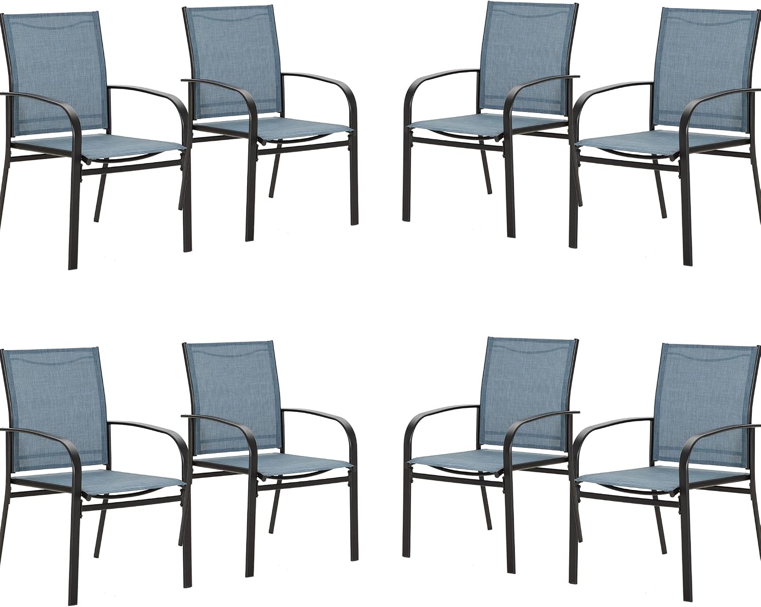 SUNSHINE VALLEY Patio Dining Chairs Set of 8, Outdoor Textilene Dining Chairs for All Weather, Patio Furniture Chairs with Armrest for Backyard Porch Garden, Brown