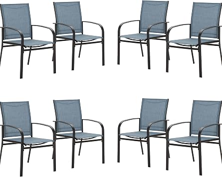 SUNSHINE VALLEY Patio Dining Chairs Set of 8, Outdoor Textilene Dining Chairs for All Weather, Patio Furniture Chairs with Armrest for Backyard Porch Garden, Brown