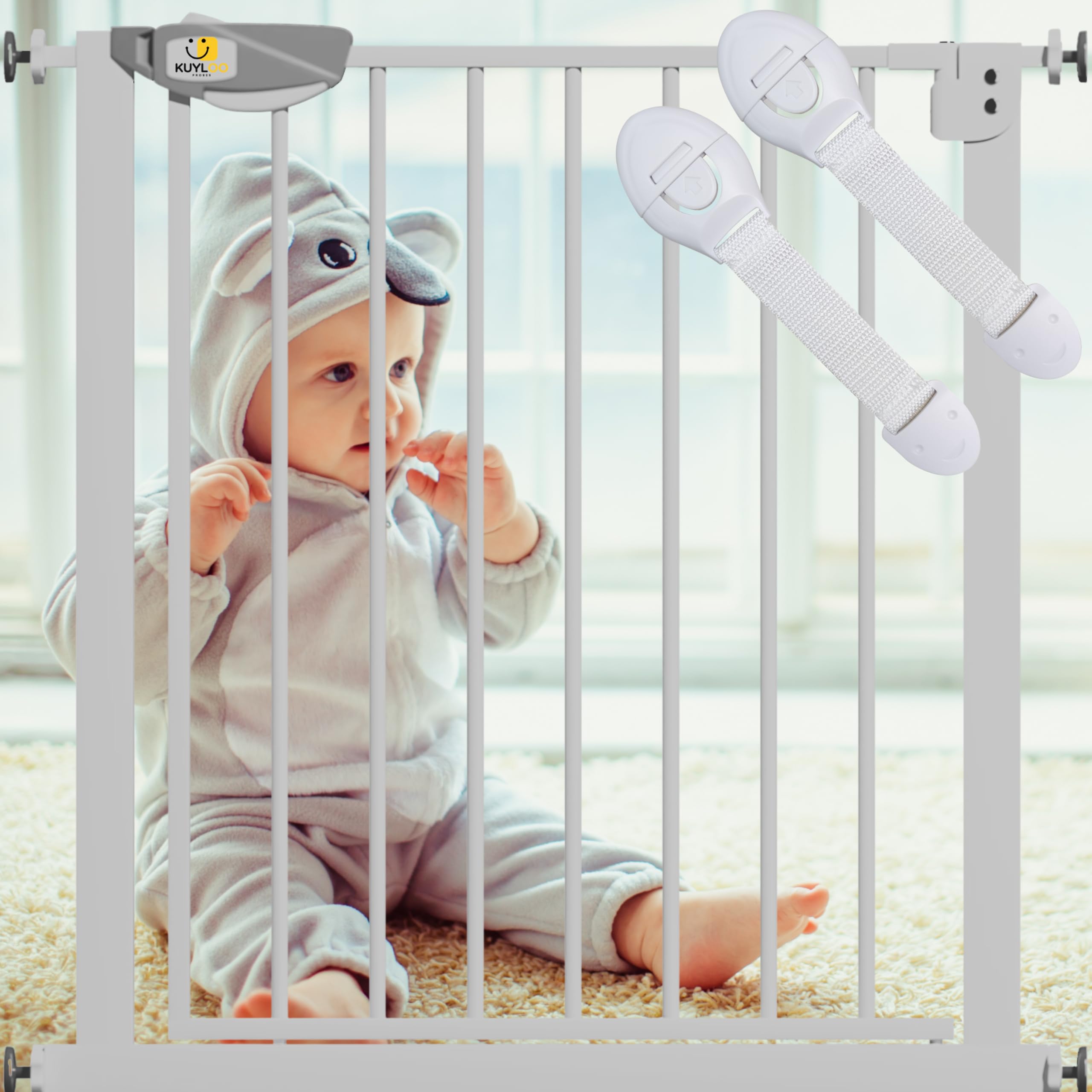 Kuyloo Probes Baby Safety Gate – 2 Way Auto Close Adjustable (75-84 cm), Barrier for Stairs, Door and Hallways, Barrier Fence - (Gate with Extensions 7cm)-image-8