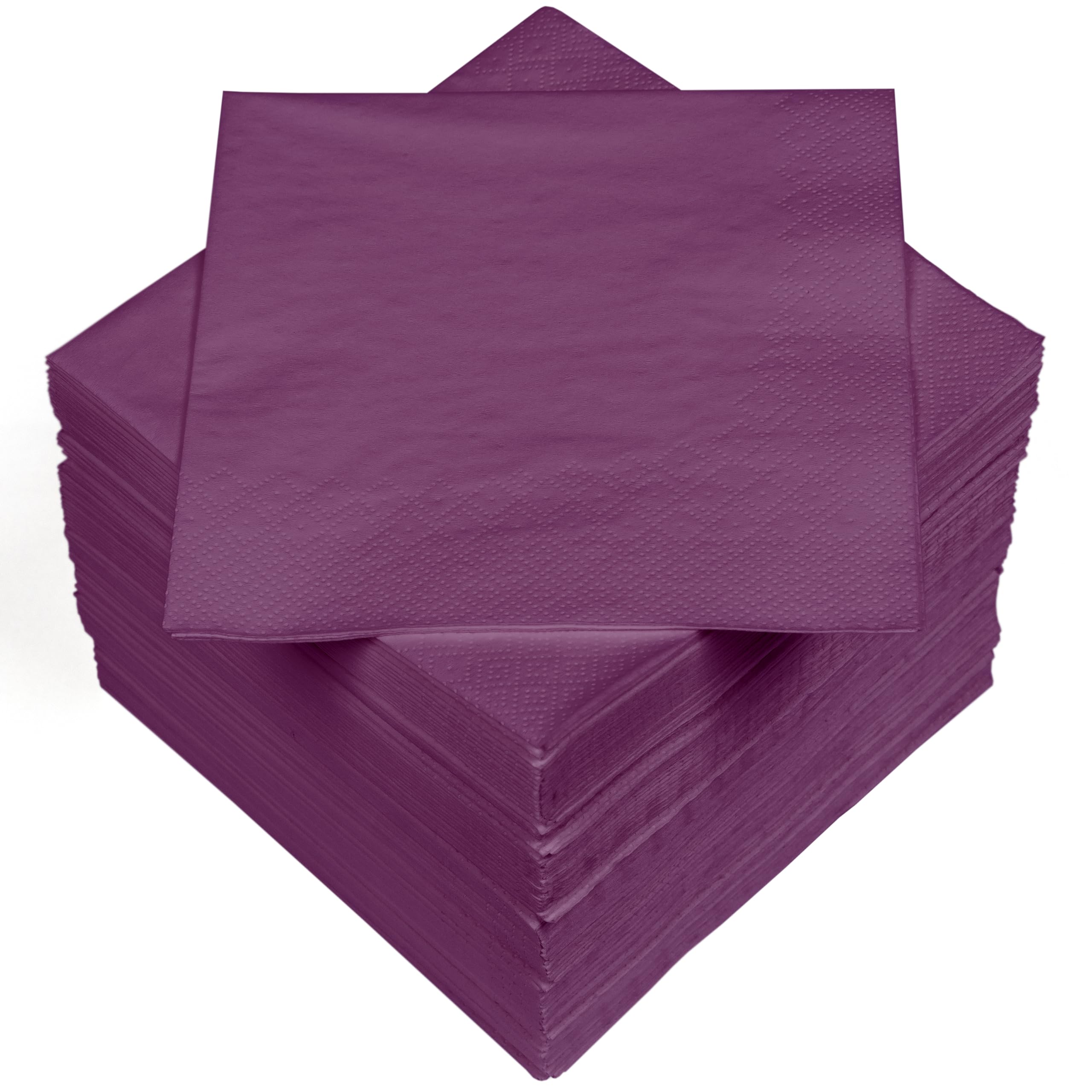 Heku100 plain napkins, 3-ply, 33 x 33 cm, uniform quality for events and catering, practical pack of 5, highly absorbent and stylish, purple