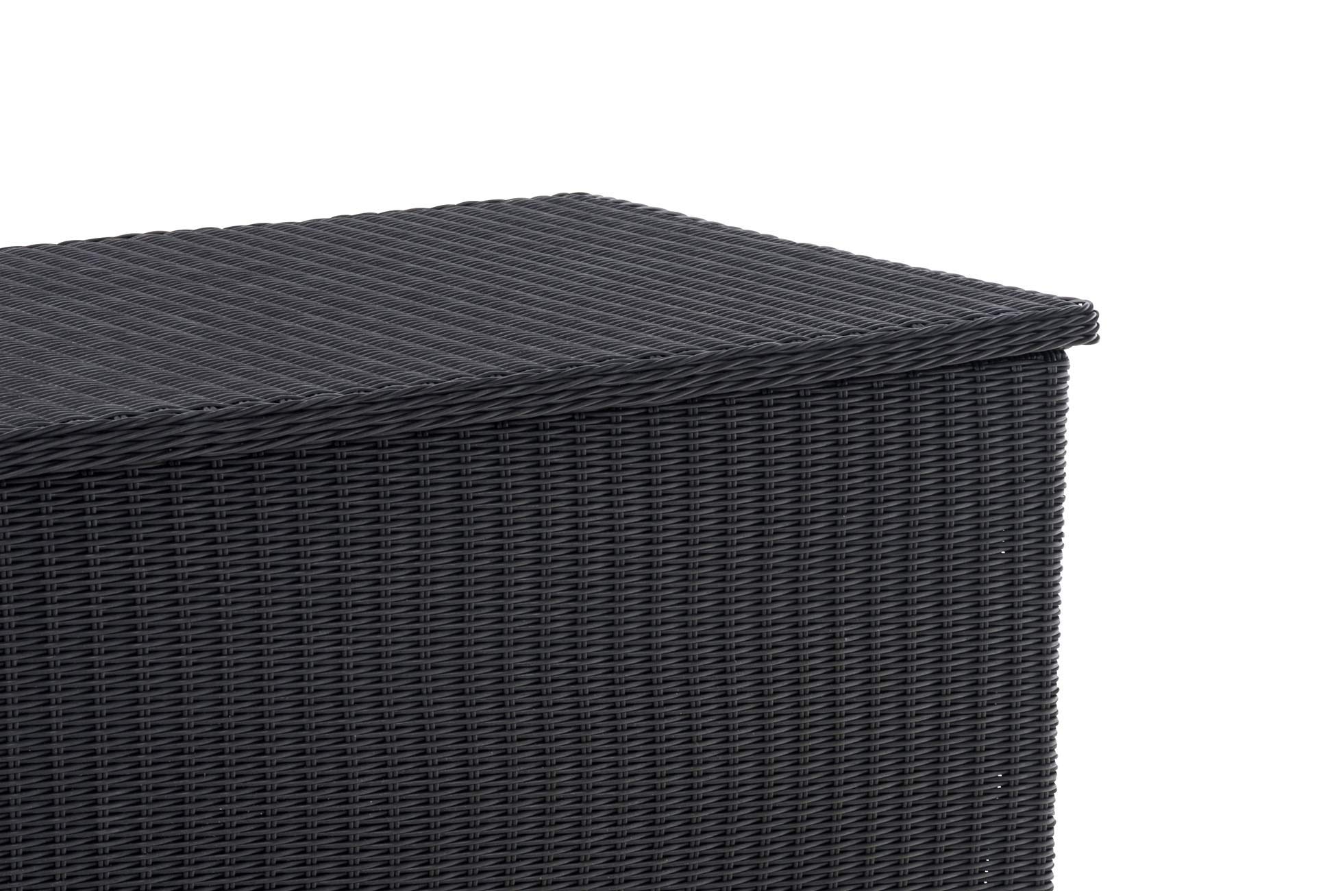 CLP Caja de Almacenamiento Comfy 5mm I Arcón de Almacenamiento en Poliratán I Baúl de Jardín Moderno I Arcón de Exterior, Color:Negro, Tamaño:125 litros