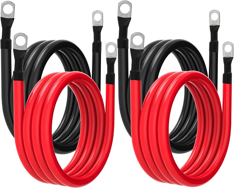 Cabo de bateria 4 AWG TUELETFU com terminais de 3/8 in – 1,83 m, par