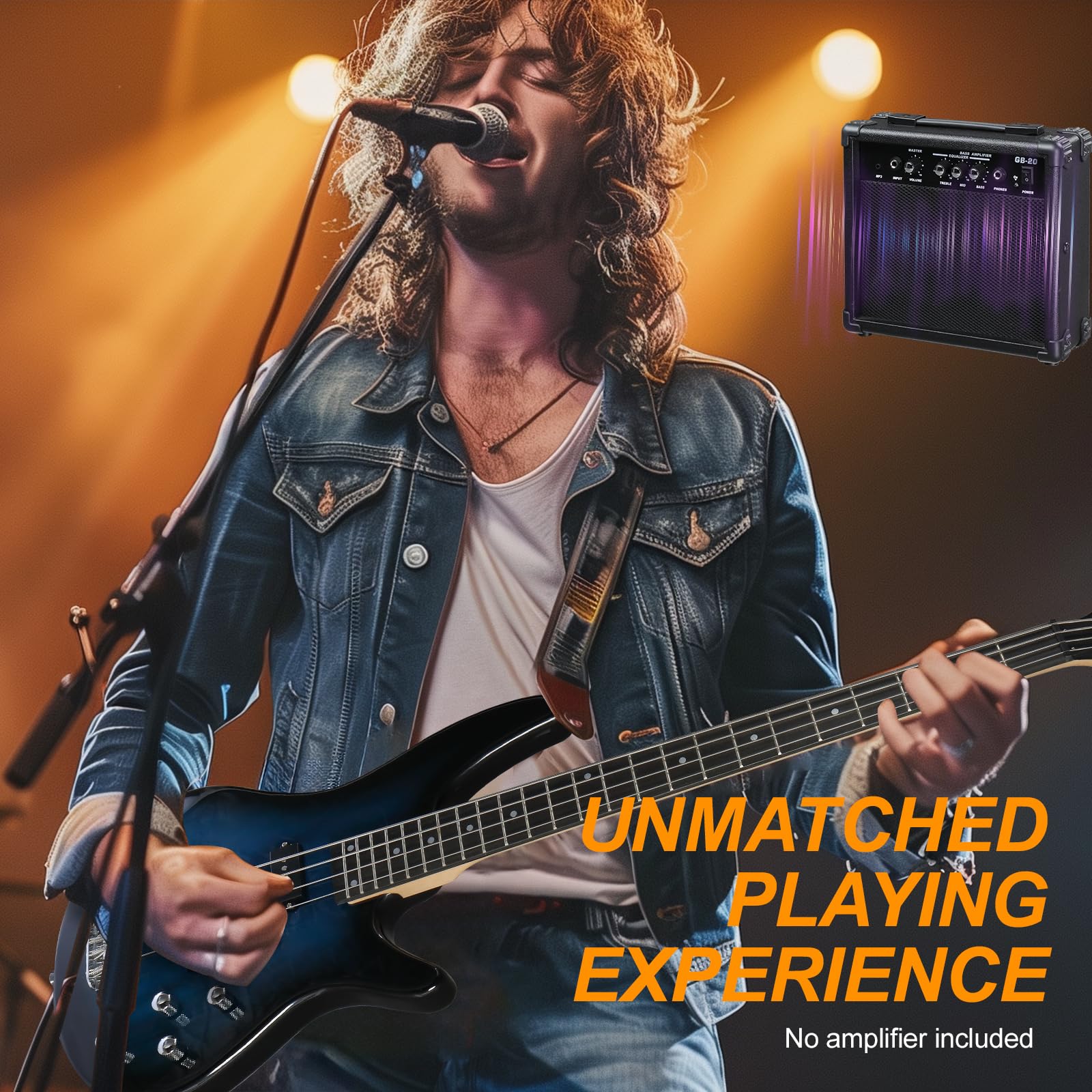 Ktaxon 4 String Electric Bass Guitar, Full Size Standard Right Handed Rosewood Fingerboard Beginner Kit with Cable Wrench Tool (Lake Blue)