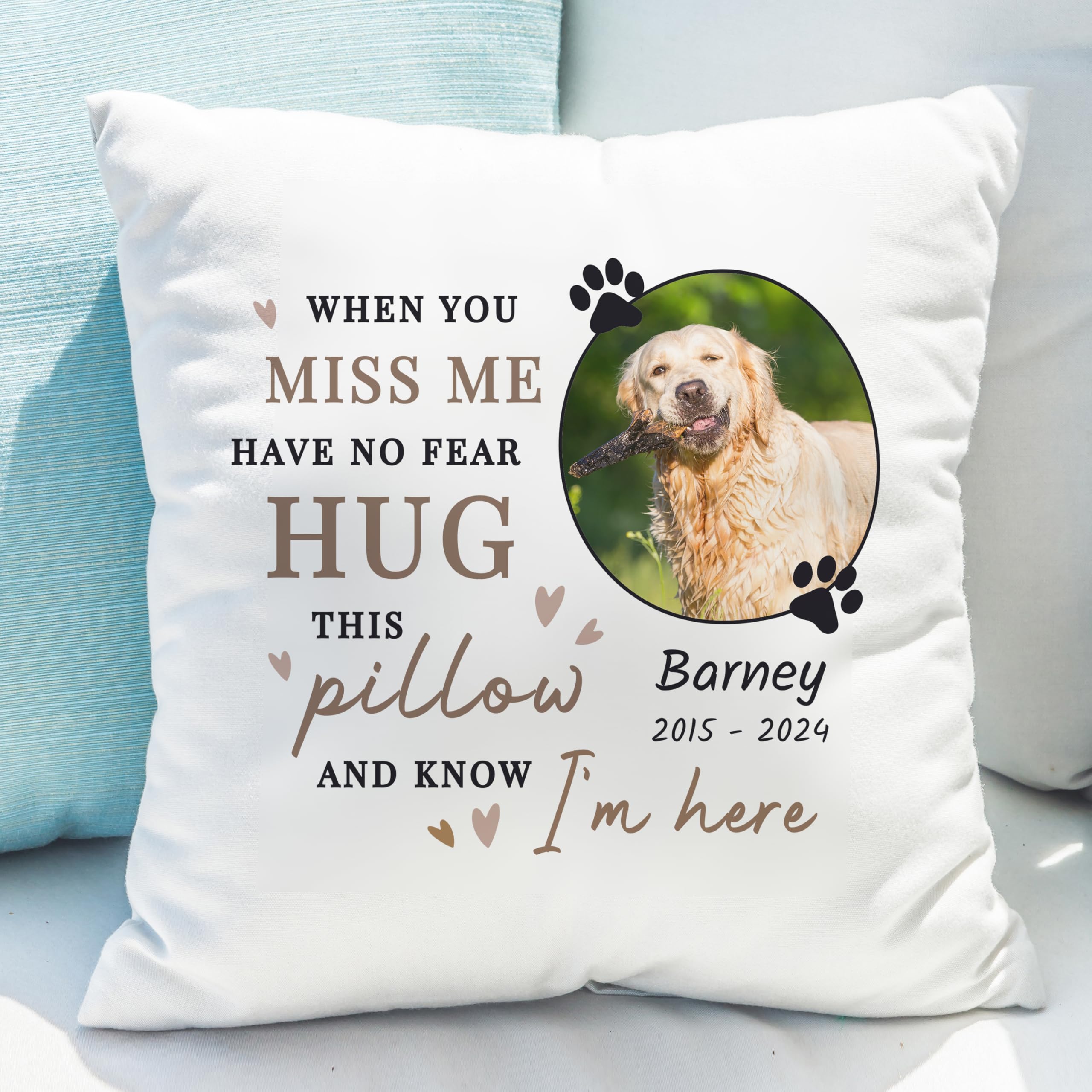 Personalised Memento White Custom Personalised Memorial Pet Photo Upload Cushion. Great For Pet Lovers, Dogs, Cats, Rainbow Bridge, Pillow