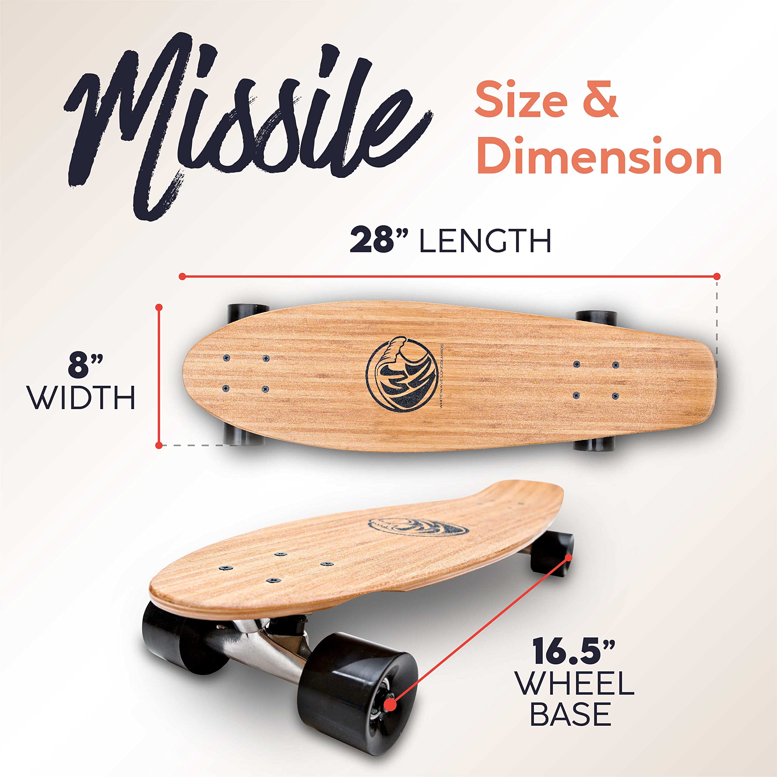 White Wave Bamboo Longboard Skateboard (Missile) : Amazon.ae