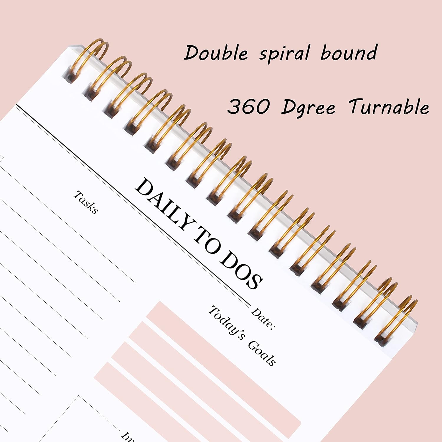 To Do List Notepad, Daily Planner, Goal Planner Note Pad with Tasks for Business, Study, Pink Color, A5 Size (5.5 x 8.5 in), 3 Packs