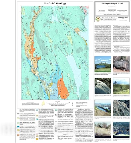 Historic Pictoric Map  Surficial Geology of The Casco Quadrangle, Maine, 2000 Cartography Wall Art  36in x 36in